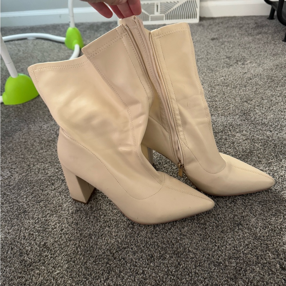 Elegant Cream Ankle Boots